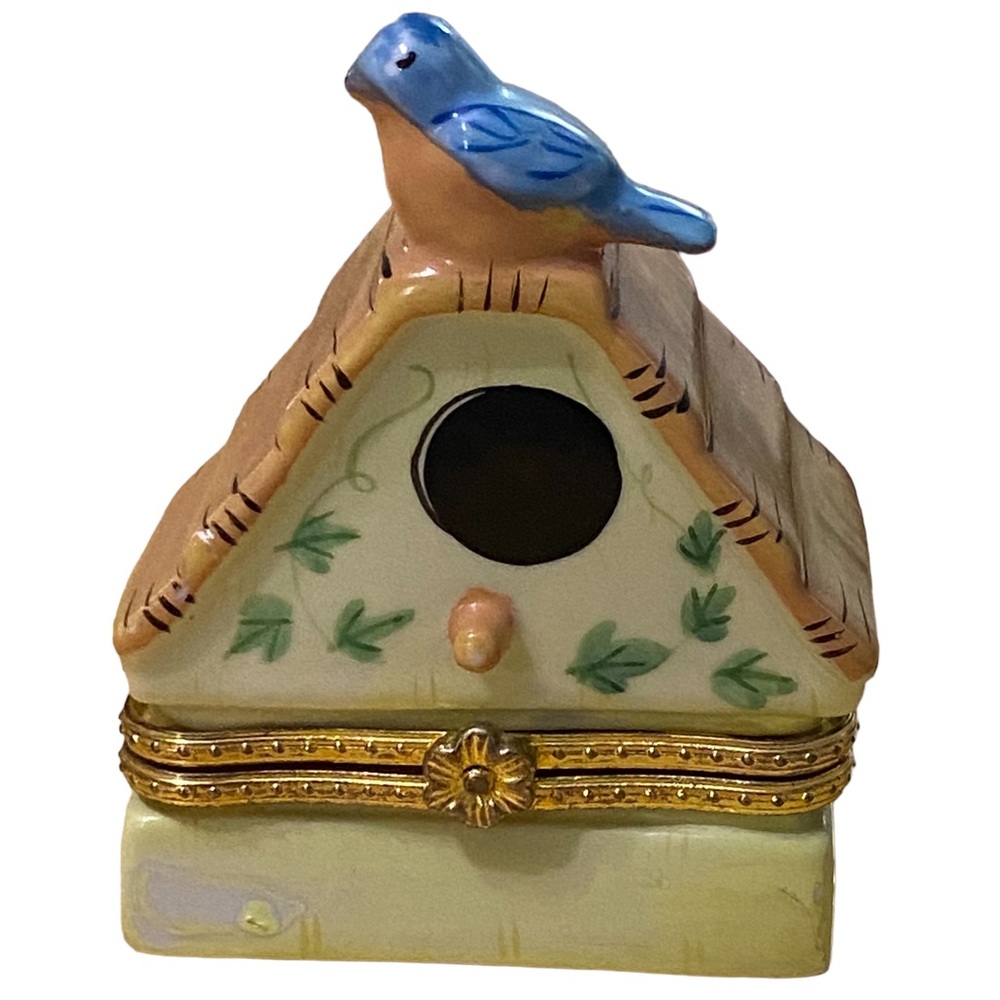 Vintage Birdhouse Trinket Box w/Blue Bird
